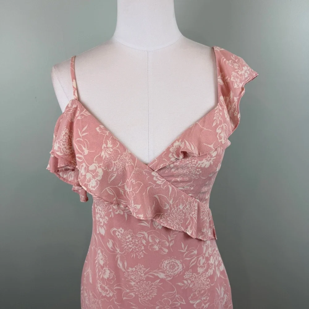 Reformation Asymmetrical Pink Floral Adora Dress size 4, Romantic - Picture 2 of 12
